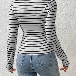 Y2K Women's Long Sleeve Stripe T-Shirt - Korean Fashion Grunge Streetwear